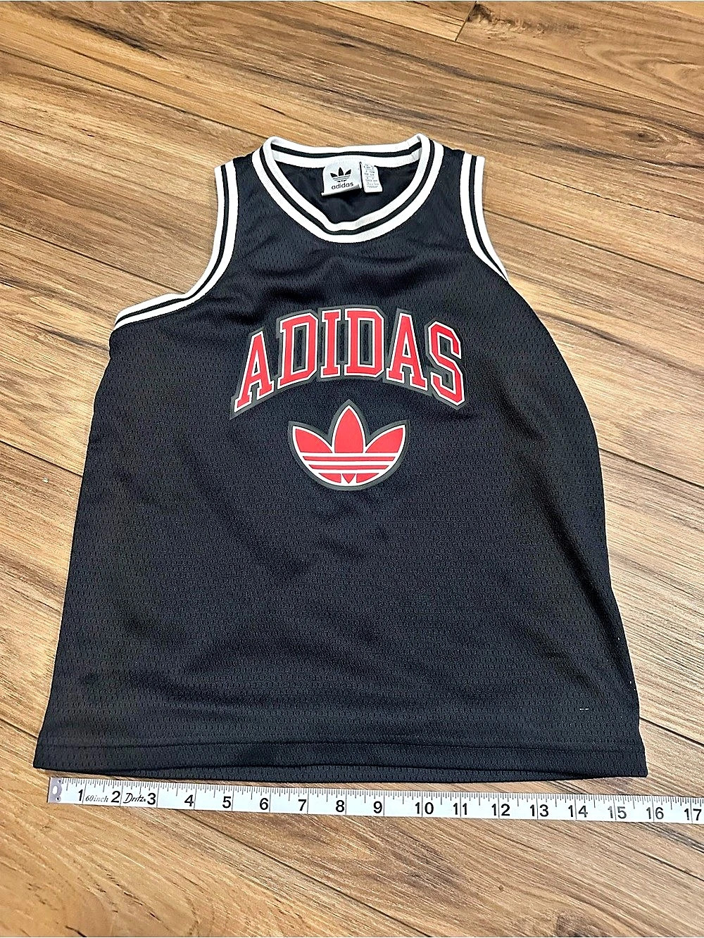 adidas Originals Youth Mesh Basketball Jersey Tank Top Black & White